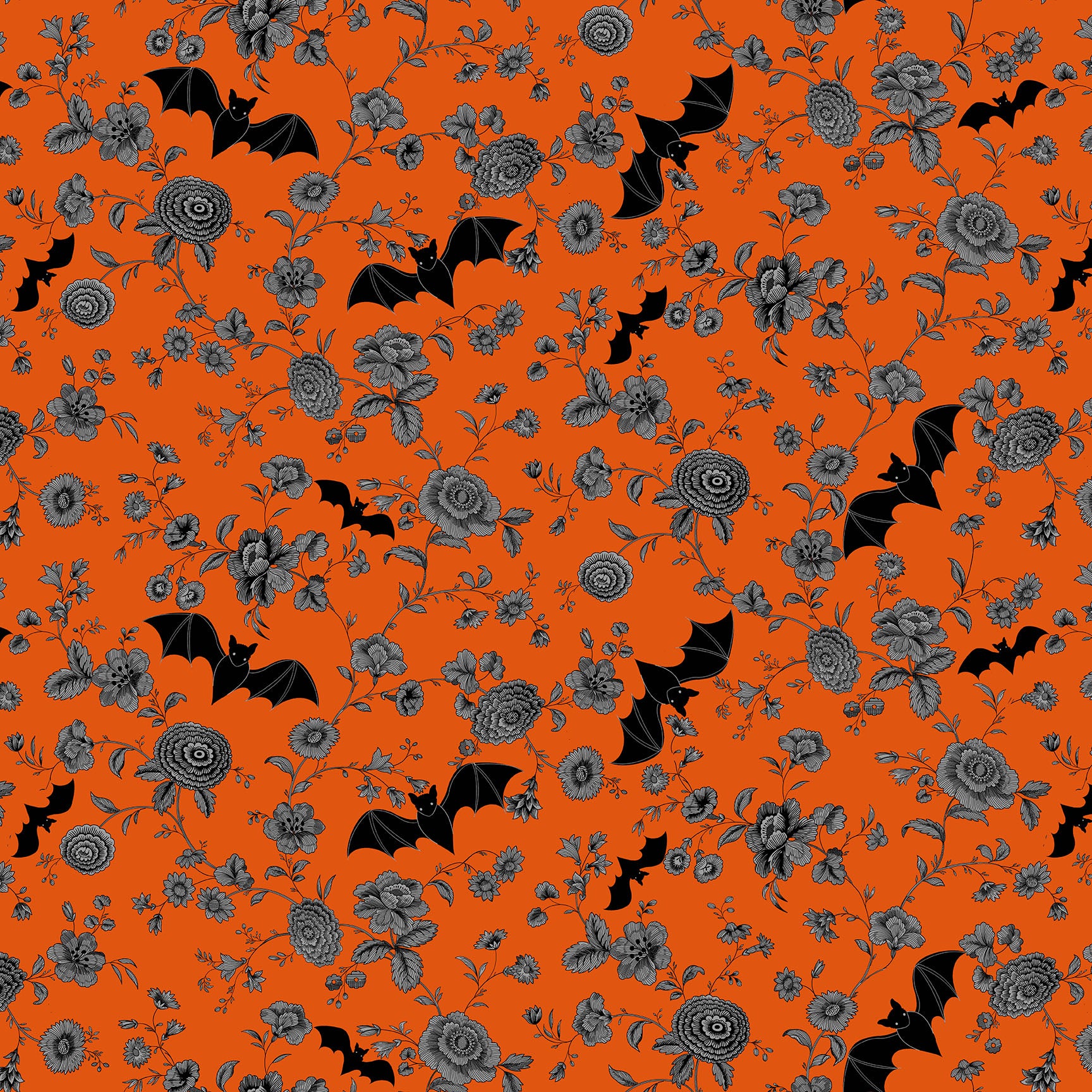 Libs Elliott Andover Fabrics Phantasm Night Garden A-1517-O Flame