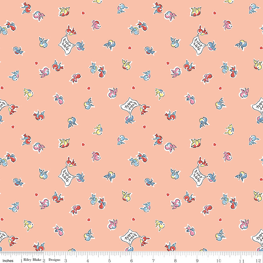 Lindsay Wilkes Riley Blake Designs Love Notes Songbirds C16382-APRICOT