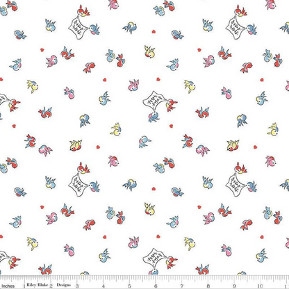 Lindsay Wilkes Riley Blake Designs Love Notes Songbirds C16382-WHITE