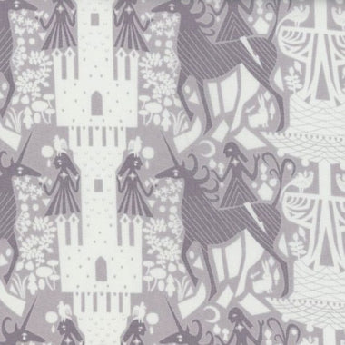 Lizzy House Andover Fabrics The Lovely Hunt Unicorn Dream Fog
