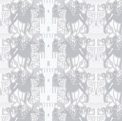 Lizzy House Andover Fabrics The Lovely Hunt Unicorn Dream Fog