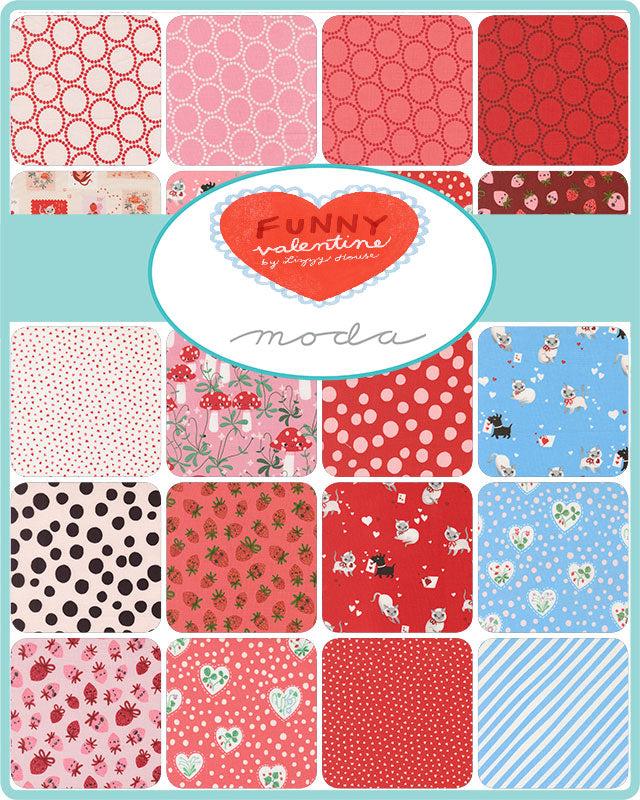 Lizzy House Moda Fabrics Funny Valentine 5" Charm Pack 37140PP