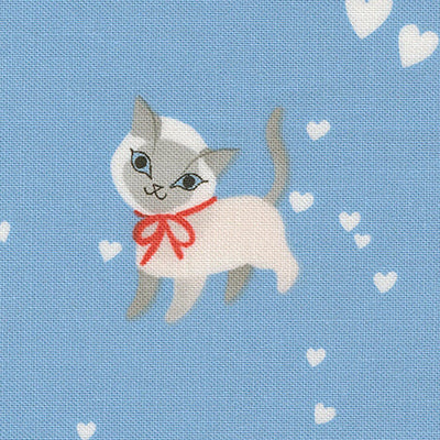 Lizzy House Moda Fabrics Funny Valentine Kitty 37140 25 Sky
