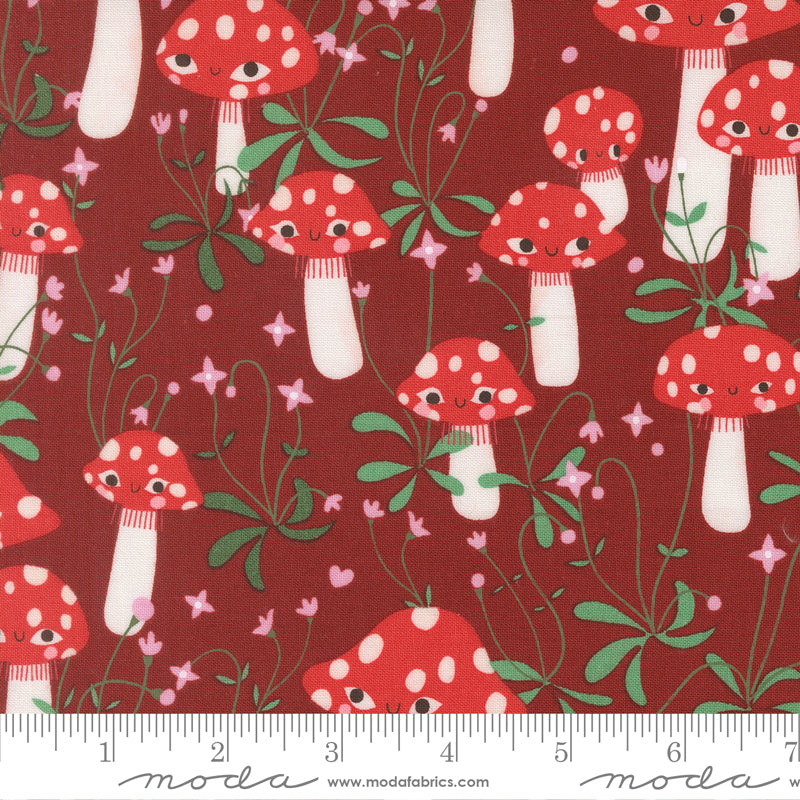 Lizzy House Moda Fabrics Funny Valentine Mushrooms 37141-17 Rose