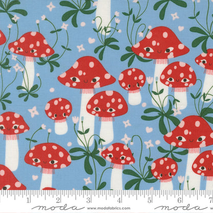Lizzy House Moda Fabrics Funny Valentine Mushrooms 37142 25 Sky
