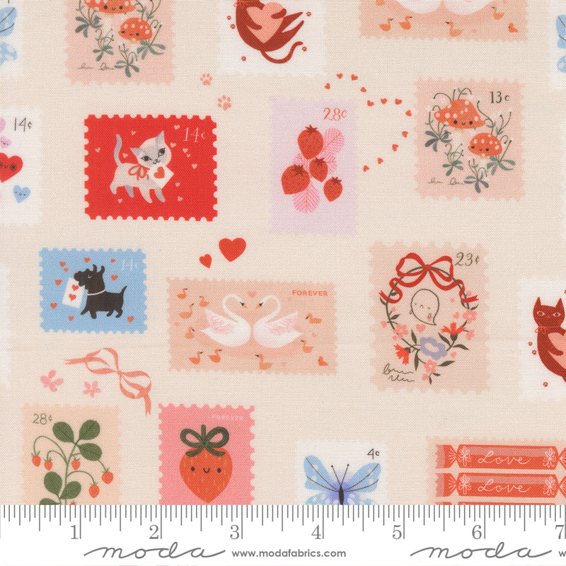 Lizzy House Moda Fabrics Funny Valentine Stamps 37143 12 Champagne
