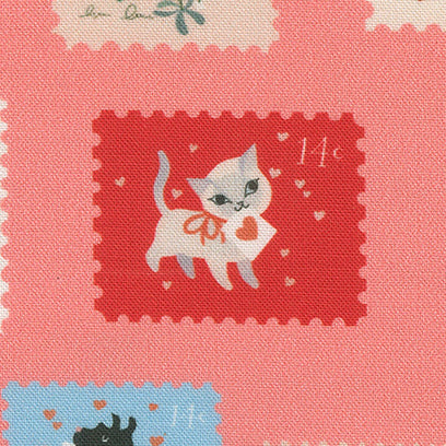 Lizzy House Moda Fabrics Funny Valentine Stamps 37143 14 Coral