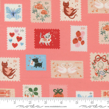 Lizzy House Moda Fabrics Funny Valentine Stamps 37143 14 Coral