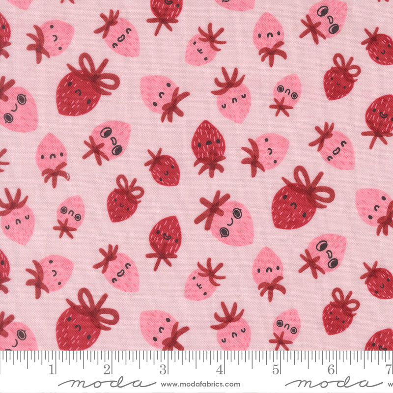 Lizzy House Moda Fabrics Funny Valentine Strawberries 37142 17 Blush