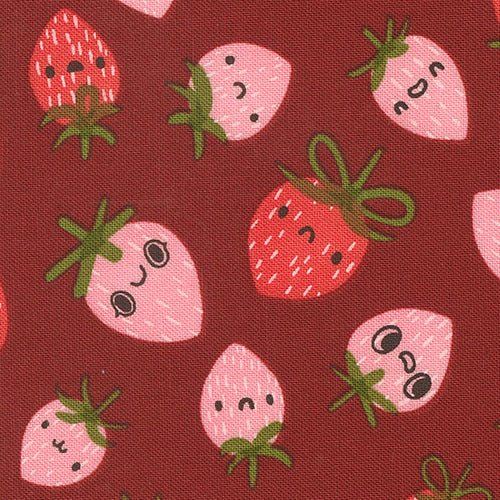 Lizzy House Moda Fabrics Funny Valentine Strawberries 37142 18 Rose