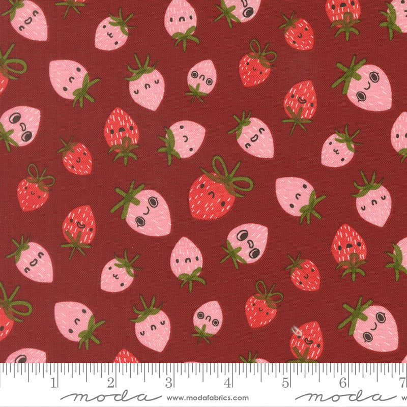 Lizzy House Moda Fabrics Funny Valentine Strawberries 37142 18 Rose