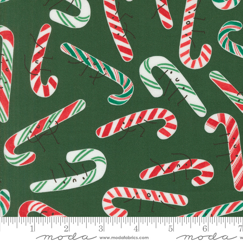 Lizzy House Moda Fabrics Tiny Christmas Candy Cane 37134 19 Pine