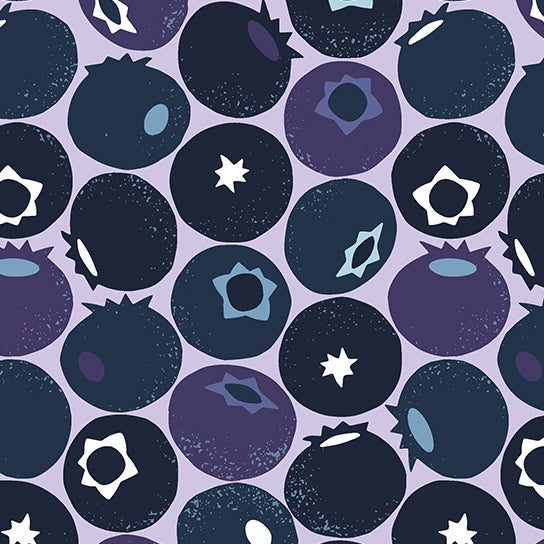 Loes van Oosten Cotton + Steel RJR Fabrics Under the Apple Tree Blueberry LV501-BL3 Blue