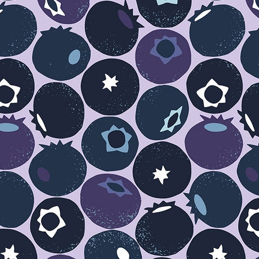 Loes van Oosten Cotton + Steel RJR Fabrics Under the Apple Tree Blueberry LV501-BL3 Blue