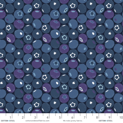 Loes van Oosten Cotton + Steel RJR Fabrics Under the Apple Tree Blueberry LV501-DS5 Blue Dusk