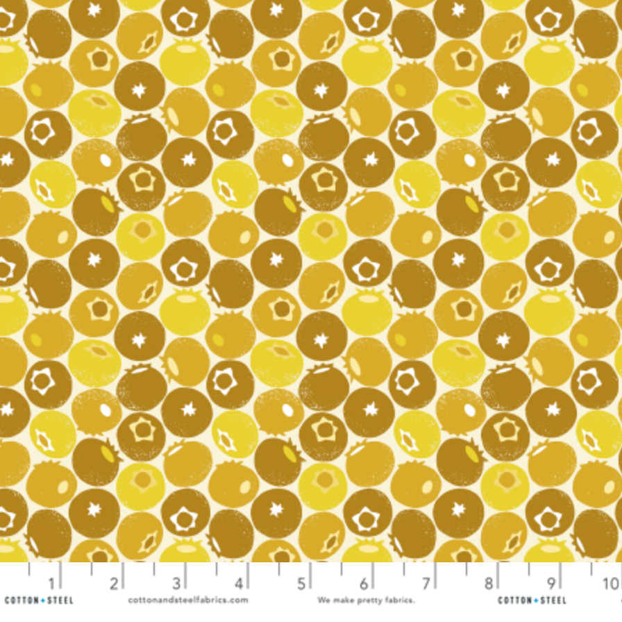 Loes van Oosten Cotton + Steel RJR Fabrics Under the Apple Tree Blueberry LV501-SY2 Summer Yellow