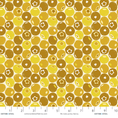 Loes van Oosten Cotton + Steel RJR Fabrics Under the Apple Tree Blueberry LV501-SY2 Summer Yellow