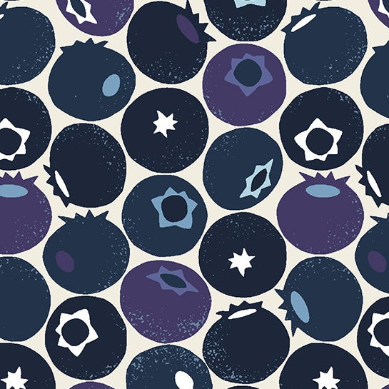 Loes van Oosten Cotton + Steel RJR Fabrics Under the Apple Tree Blueberry LV501-UE4 Blueberry Hill