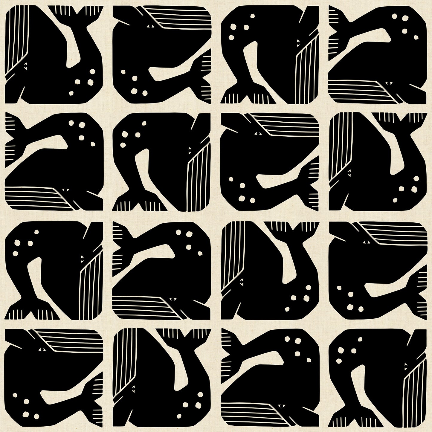 Loes van Oosten RJR Fabrics Cotton and Steel Grumpy Whale LV100-BK2U Black