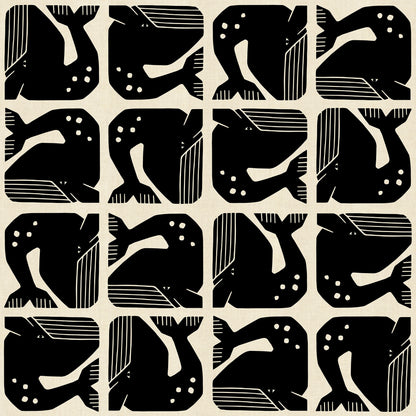 Loes van Oosten RJR Fabrics Cotton and Steel Grumpy Whale LV100-BK2U Black
