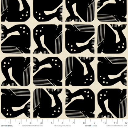 Loes van Oosten RJR Fabrics Cotton and Steel Grumpy Whale LV100-BK2U Black