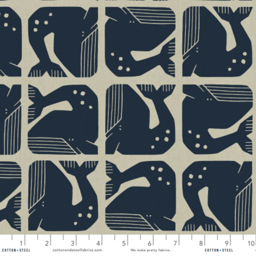 Loes van Oosten RJR Fabrics Cotton and Steel Grumpy Whale LV100-BL8U