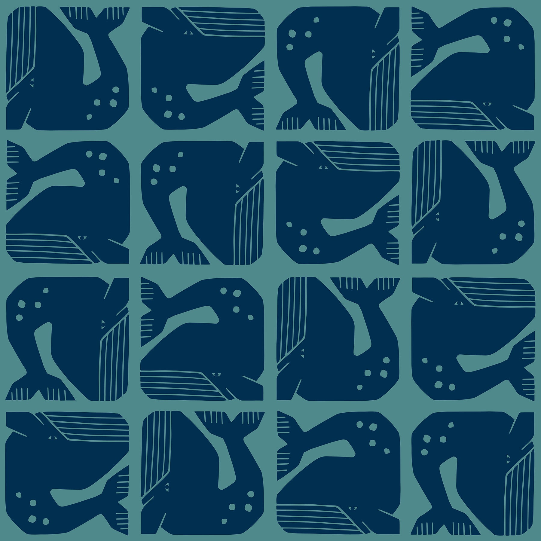 Loes van Oosten RJR Fabrics Cotton and Steel Grumpy Whale LV100-NA1 Navy