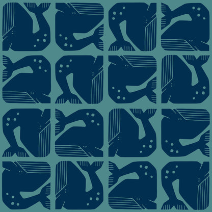 Loes van Oosten RJR Fabrics Cotton and Steel Grumpy Whale LV100-NA1 Navy
