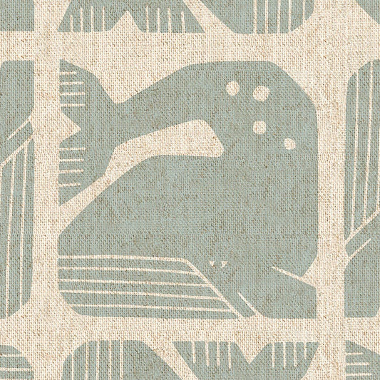 Loes van Oosten RJR Fabrics Cotton and Steel Grumpy Whale LV100-SB6U Sky Blue