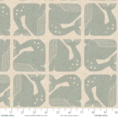 Loes van Oosten RJR Fabrics Cotton and Steel Grumpy Whale LV100-SB6U Sky Blue