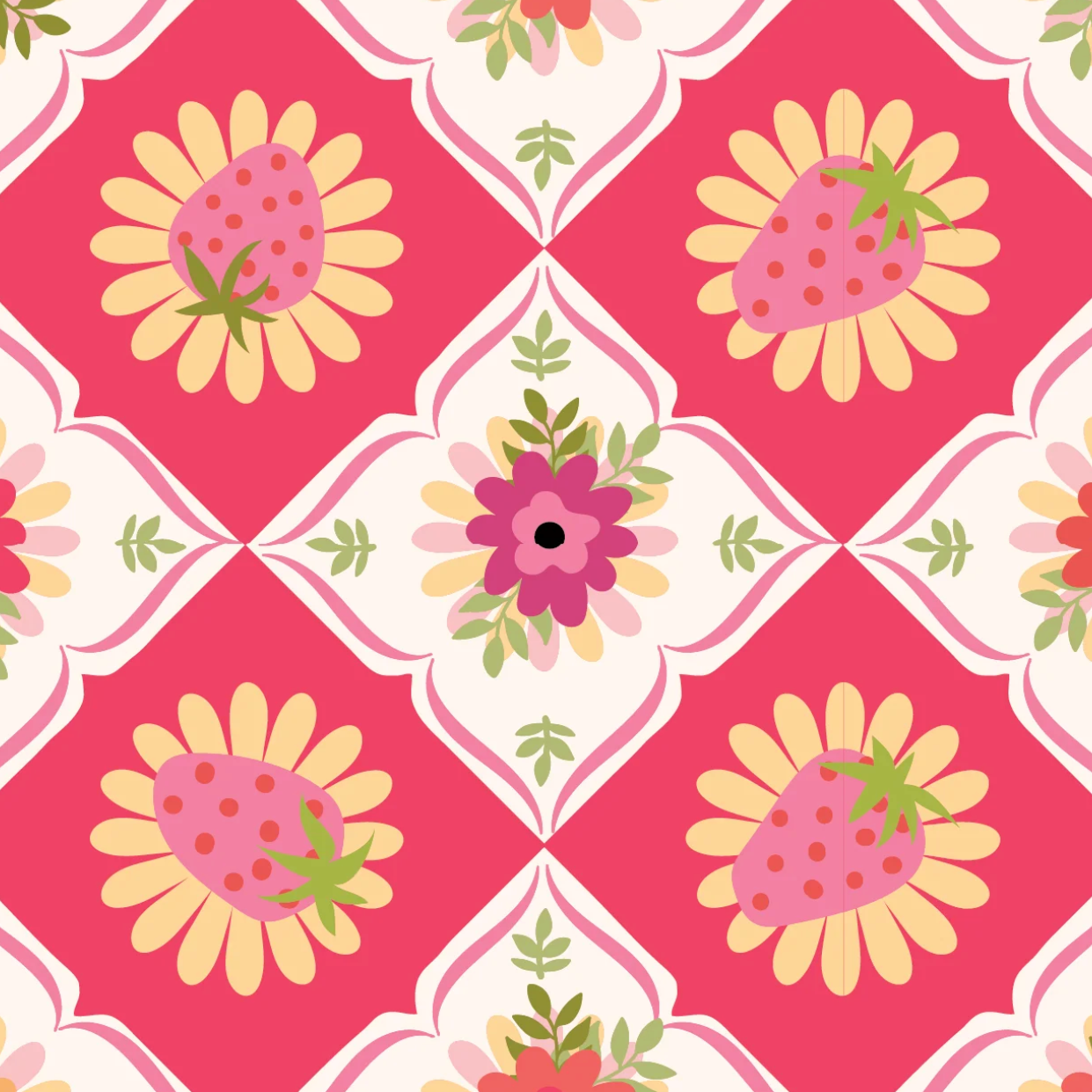 Lori Woods Poppie Cotton Calico Cowgirls Feeling Quilty CW24827 Pink