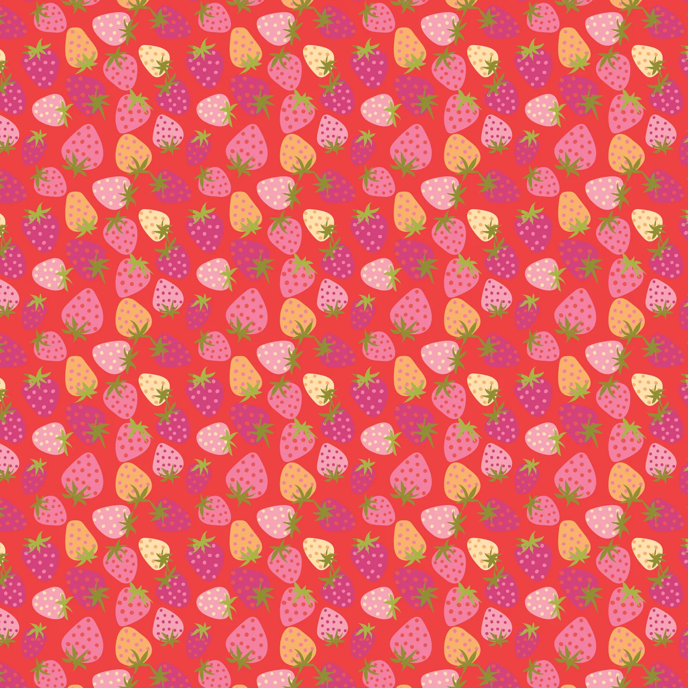 Lori Woods Poppie Cotton Calico Cowgirls Strawberry Pie CW24808 Red