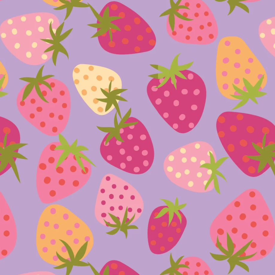 Lori Woods Poppie Cotton Calico Cowgirls Strawberry Pie CW24810 Purple