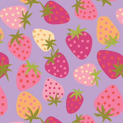 Lori Woods Poppie Cotton Calico Cowgirls Strawberry Pie CW24810 Purple