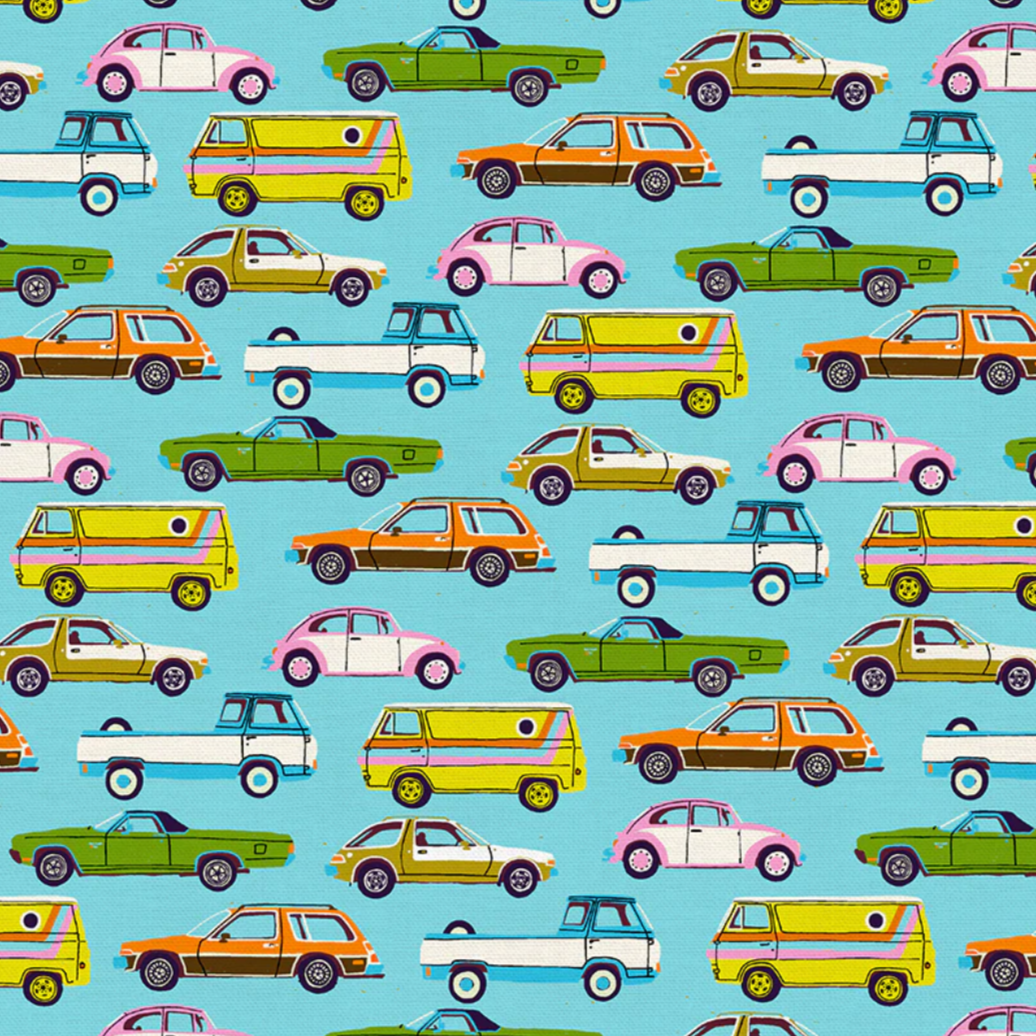 Lysa Flower Paintbrush Studio Fabrics Drivin' Down 9 Traffic Blue 12023561