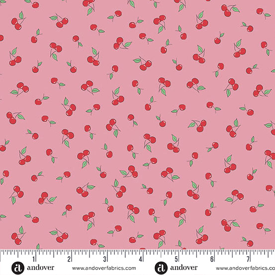 Makower UK Andover Fabrics Afternoon Tea Cherry Crush MU-094-P Pink