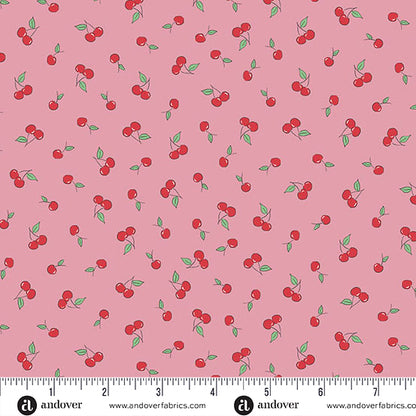 Makower UK Andover Fabrics Afternoon Tea Cherry Crush MU-094-P Pink