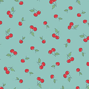 Makower UK Andover Fabrics Afternoon Tea Cherry Crush MU-094-T Teal