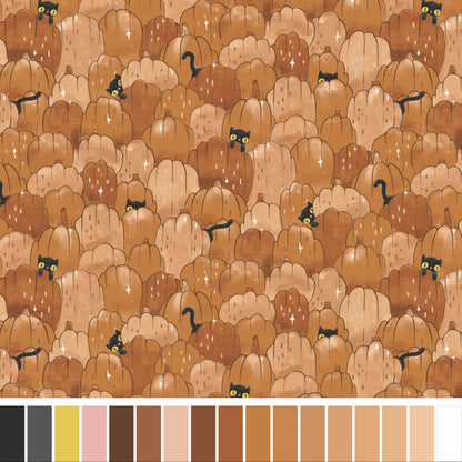 Marin Sutton Benartex Fabrics Spellbound Puss Patch Brown Pumpkin 17131-77