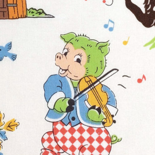 Marron Nagao Vintage Time Three Little Pigs Kei Fabric Japanese Import VT2022C-B