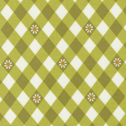 Maureen McCormick Moda Fabrics Flower Power Picnic Posies Avocado 3371718