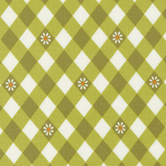 Maureen McCormick Moda Fabrics Flower Power Picnic Posies Avocado 3371718
