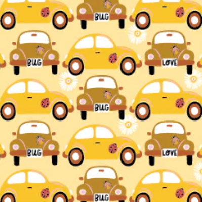 McKenzie Elston Poppie Cotton Hey Love Bug Beep Beep BG25136 Yellow