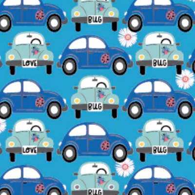 McKenzie Elston Poppie Cotton Hey Love Bug Beep Beep BG25138 Blue