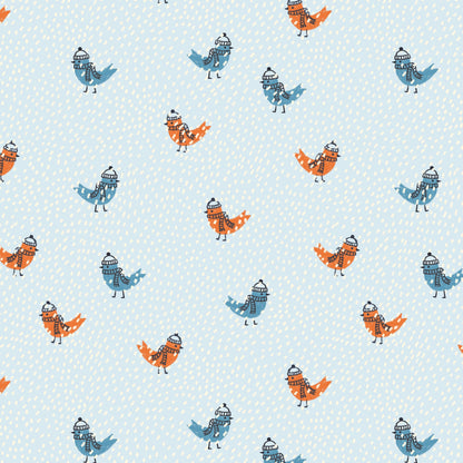 Meenal Patel Cloud9 Organic Fabrics Snow Friends Birdie Flurry Blue 228123