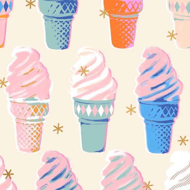 Melody Miller Ruby Star Society Moda Fabrics Best Day Ever Ice Cream RS0105 11M Metallic Natural