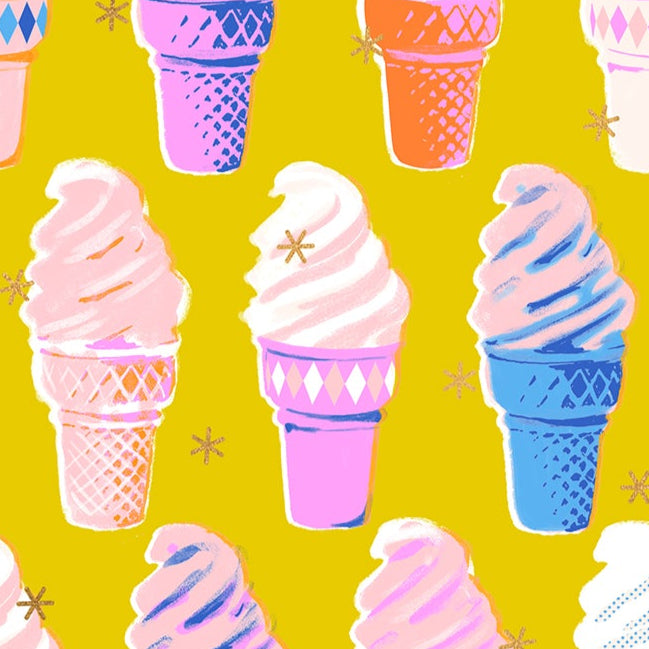 Melody Miller Ruby Star Society Moda Fabrics Best Day Ever Ice Cream RS0105 13M Metallic Golden