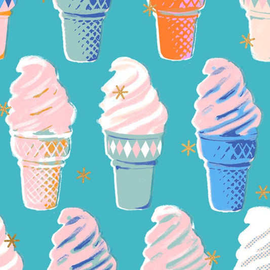 Melody Miller Ruby Star Society Moda Fabrics Best Day Ever Ice Cream RS0105 17M Metallic Turquoise