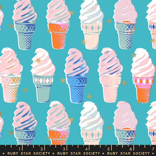 Melody Miller Ruby Star Society Moda Fabrics Best Day Ever Ice Cream RS0105 17M Metallic Turquoise
