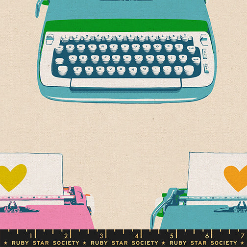 Melody Miller Ruby Star Society Moda Fabrics Best Day Ever Typewriters Canvas RS0108 15L Natural